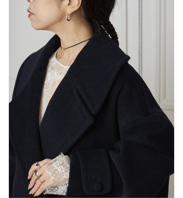 IENA LA BOUCLE「IENA LA BOUCLE パイルウールヘリンボンPコート」|ピーコート|