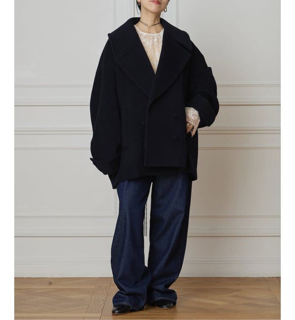 IENA LA BOUCLE「IENA LA BOUCLE パイルウールヘリンボンPコート」|ピーコート|