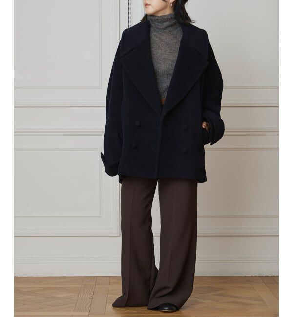 IENA LA BOUCLE「IENA LA BOUCLE パイルウールヘリンボンPコート」|ピーコート|