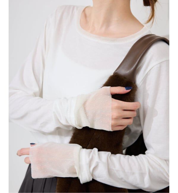 SLOBE IENA「《WEB限定/追加》レイヤードフロッキードットスリーブロンTEE」|Tシャツ・カットソー|