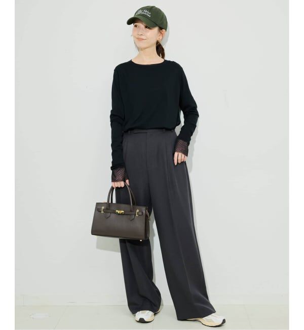 SLOBE IENA「《WEB限定/追加》レイヤードフロッキードットスリーブロンTEE」|Tシャツ・カットソー|