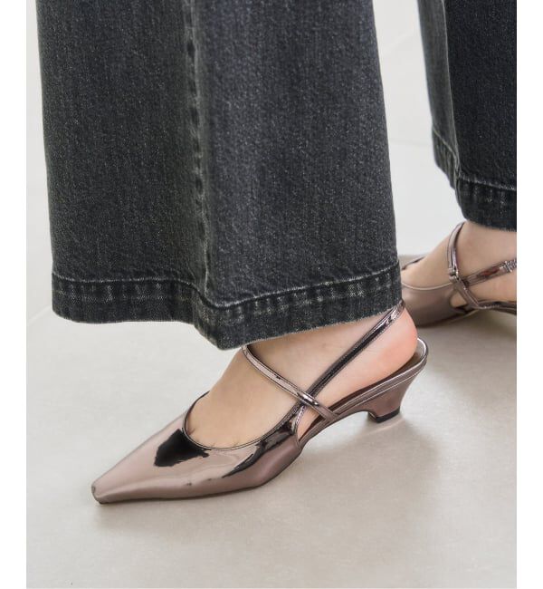  「4cmフレンチスクエアスリングバック」|パンプス|