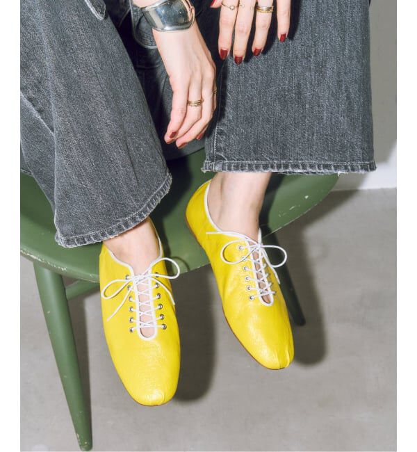 GRISE「GRISEレザーソフトレースアップフラット」|その他|イエロー