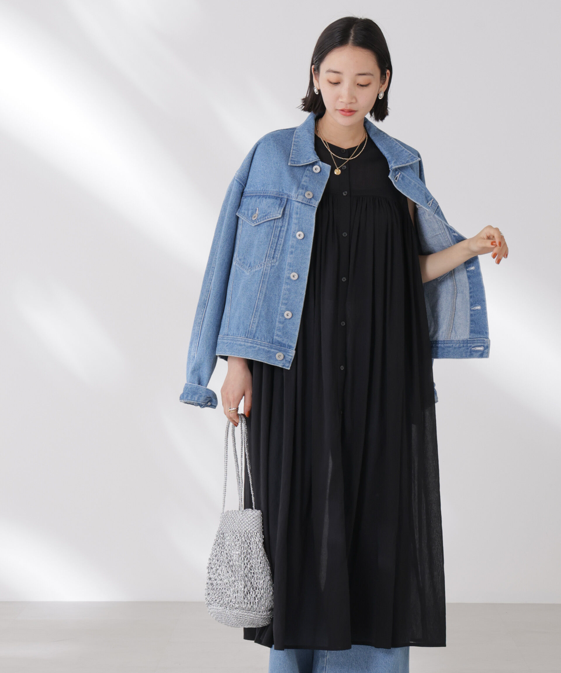 nano･universe「ギャザー切り替えノースリーブシアーワンピース」|ワンピース|