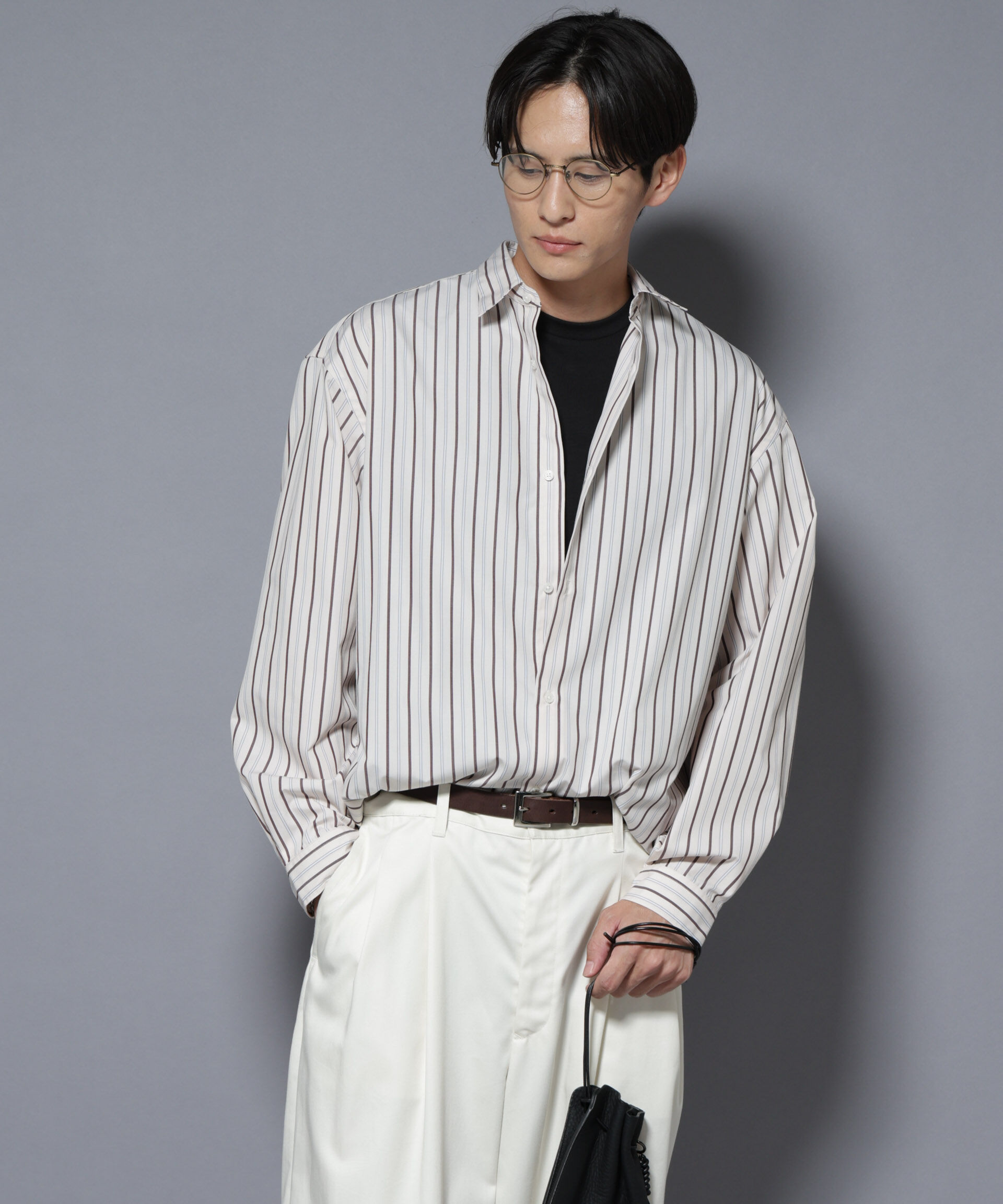 nano･universe「「大人のワイドシャツ」レギュラーカラー ストライプ長袖」|シャツ・ブラウス|