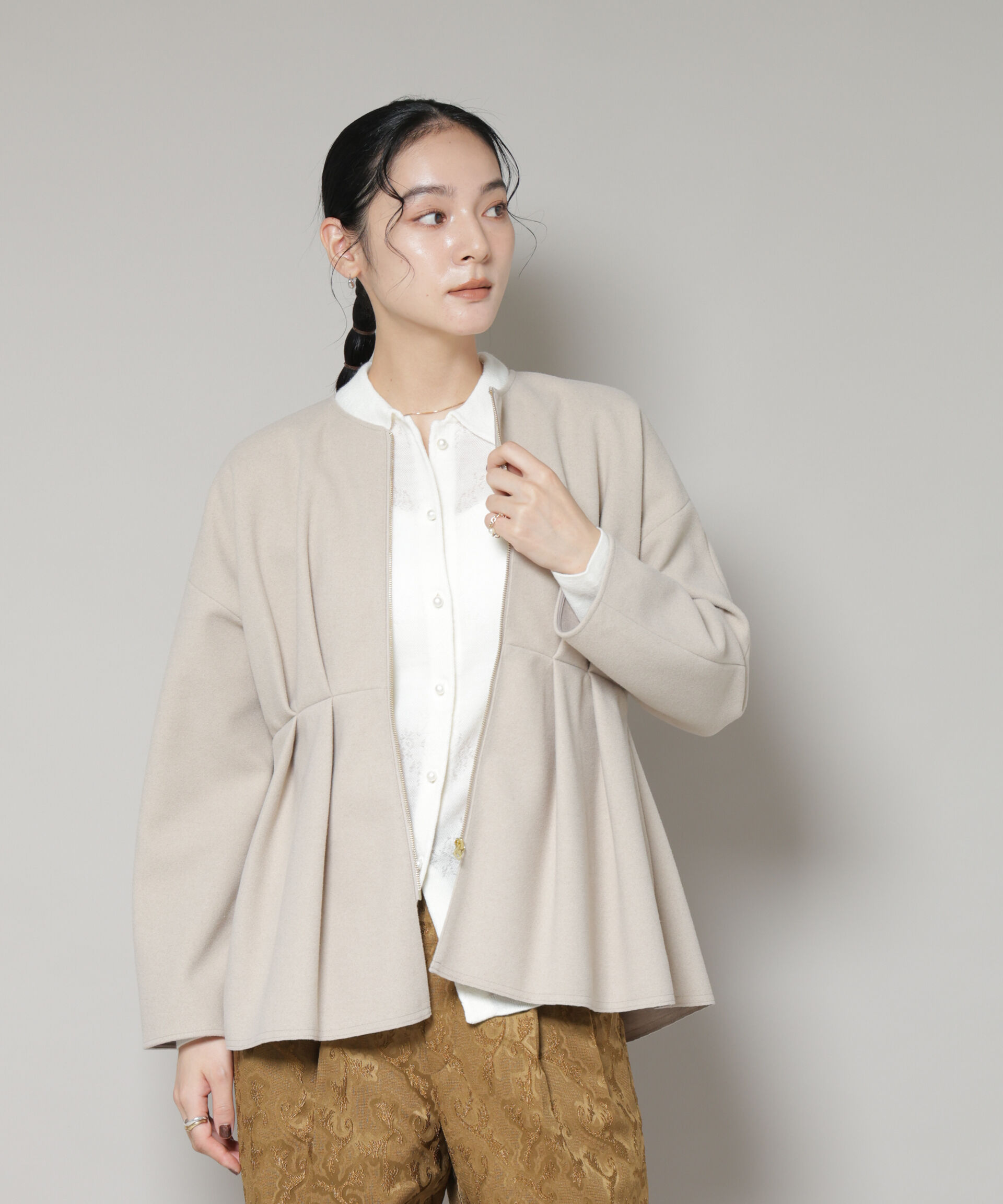 nano･universe「ニードルジャージーペプラムブルゾン」|ブルゾン・スタジャン|