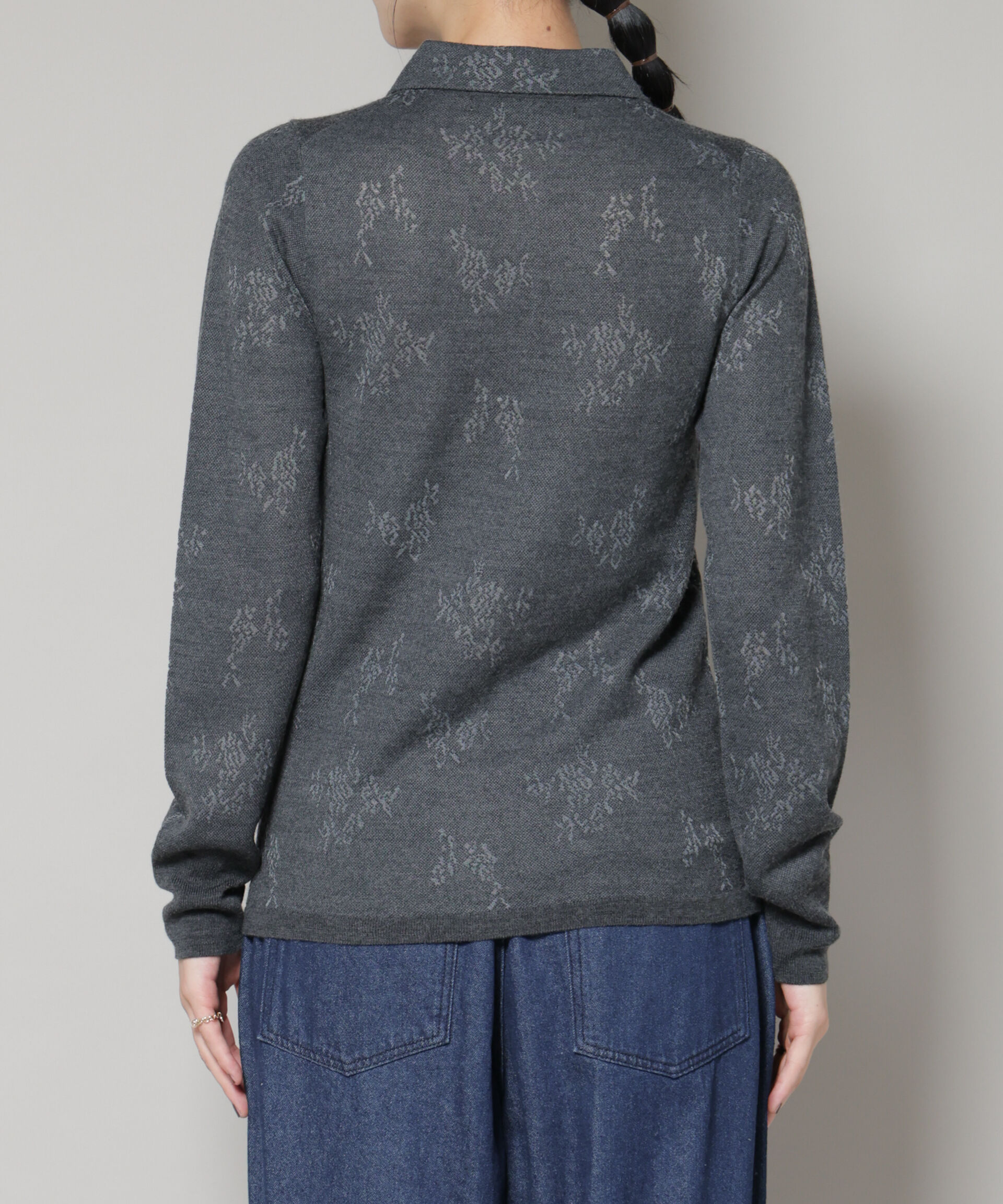 nano･universe「レースジャカード長袖ポロカーディガン」|ニット・セーター|