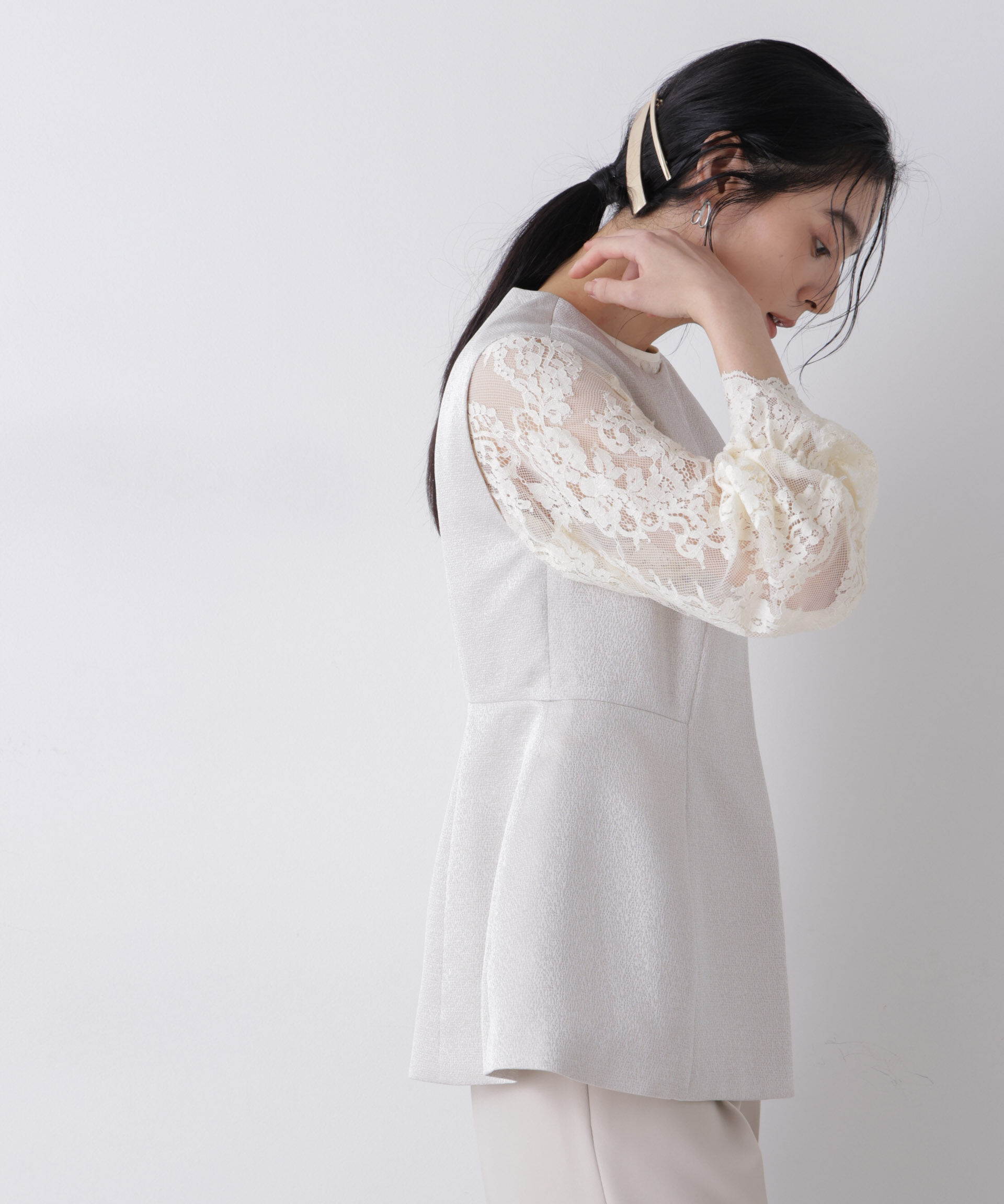 nano･universe「ジャガードペプラムジレ(セットアップ可)」|テーラードジャケット|