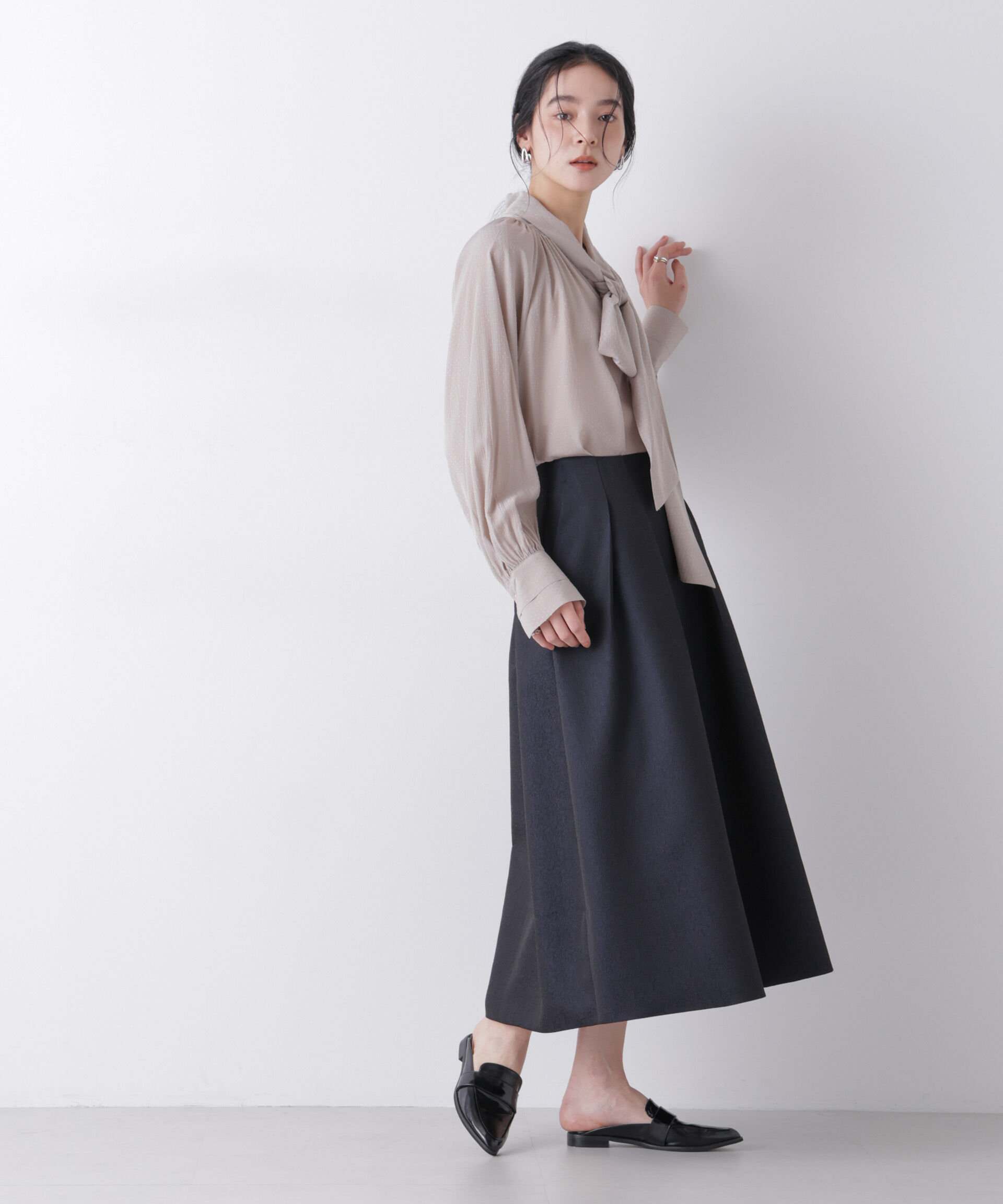 nano･universe「ジャガードボリュームタックスカート(セットアップ可)」|スカート|