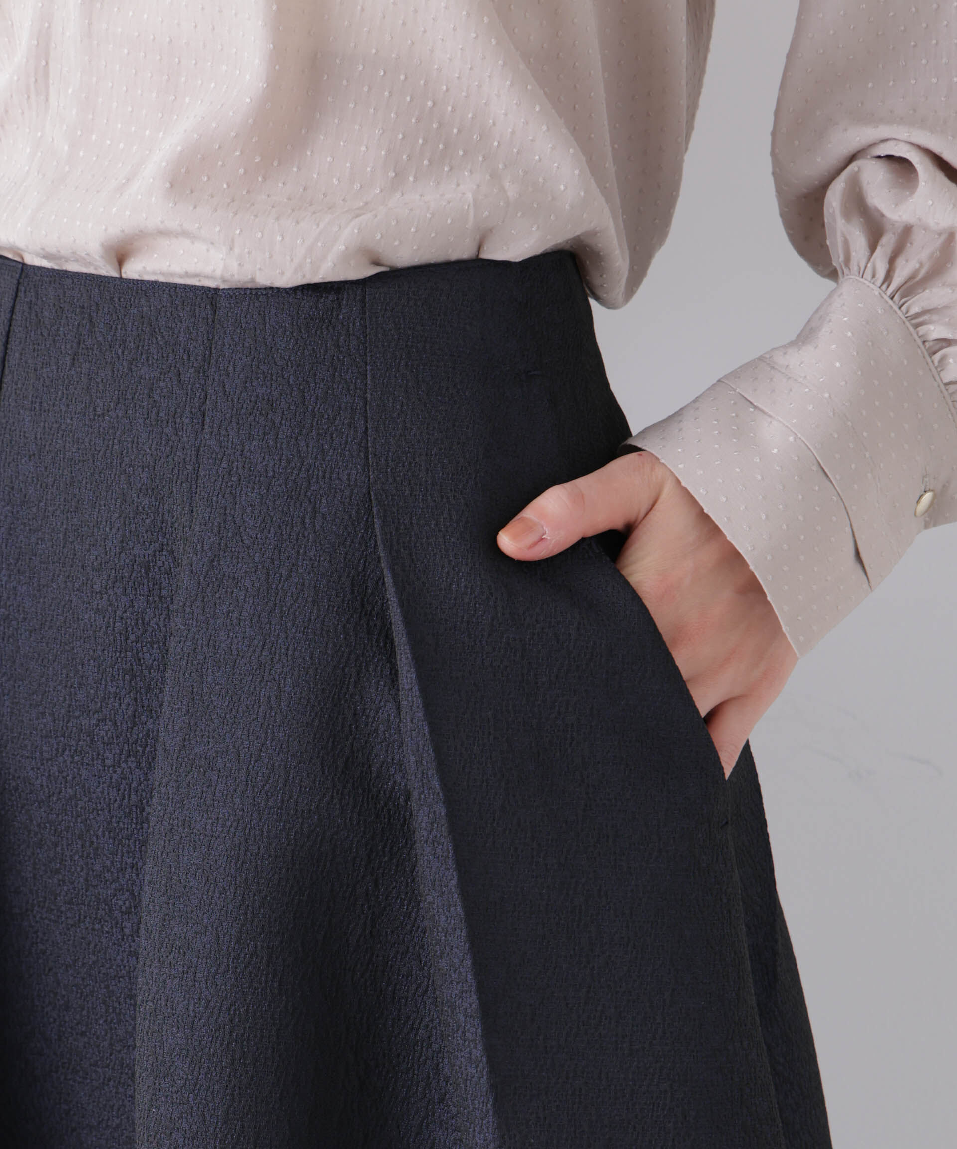 nano･universe「ジャガードボリュームタックスカート(セットアップ可)」|スカート|