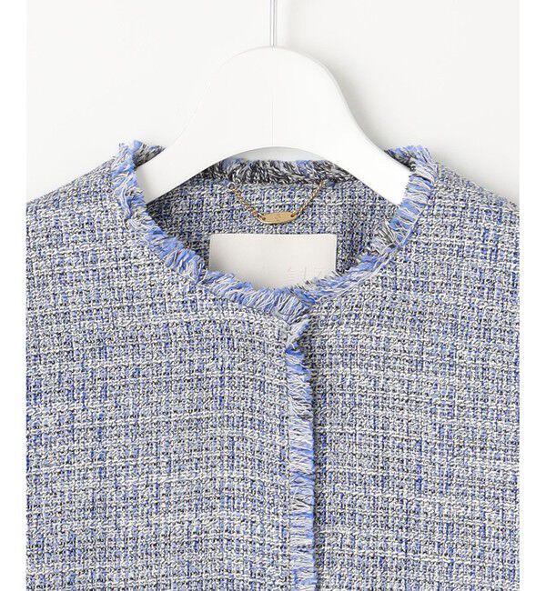 自由区「【セットアップ対応・洗える】ライトミックスツイード ジャケット」|ノーカラージャケット|