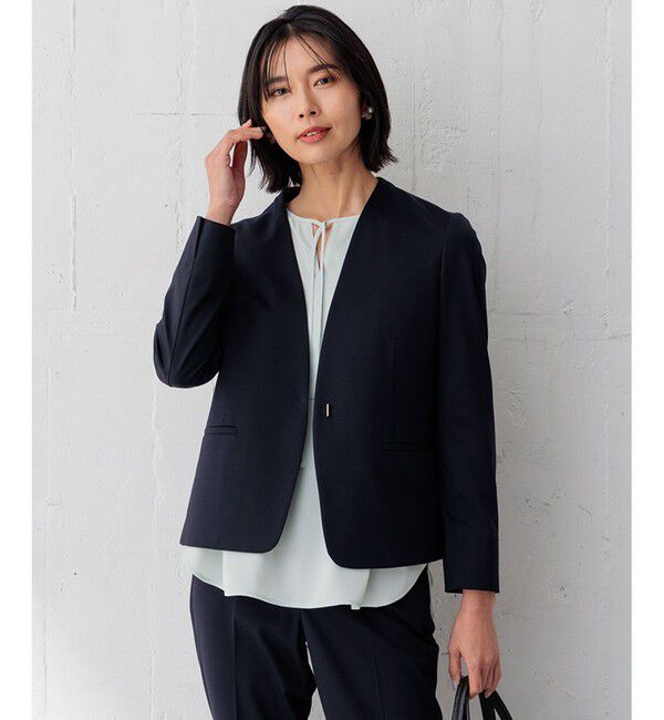 23区「【セットアップ対応】モクロディ ノーカラージャケット」|ノーカラージャケット|ネイビー系