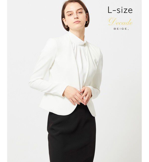 BEIGE,「【L-size】LUIZA / ノーカラージャケット」|ノーカラージャケット|White