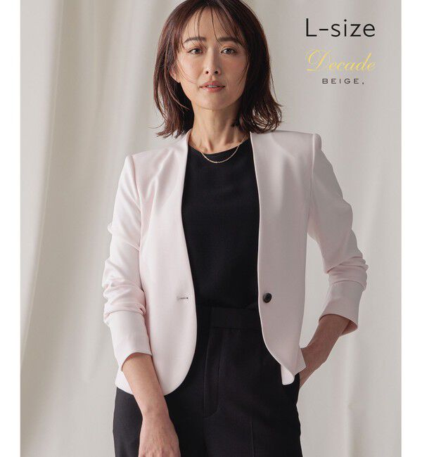 BEIGE,「【L-size】LUIZA / ノーカラージャケット」|ノーカラージャケット|Cherry Pink
