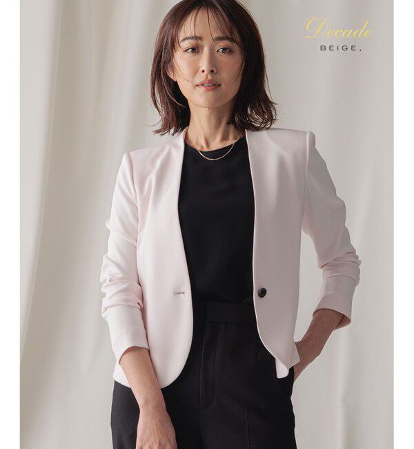 BEIGE,「LUIZA / ノーカラージャケット」|ノーカラージャケット|Cherry Pink