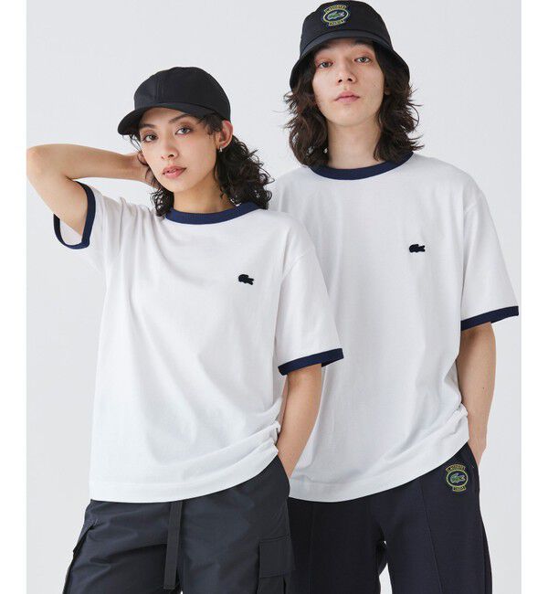 LACOSTE「【オンライン限定】LACOSTE ワンポイントロゴ リンガーTシャツ」|Tシャツ・カットソー|