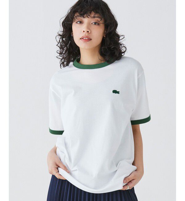 LACOSTE「【オンライン限定】LACOSTE ワンポイントロゴ リンガーTシャツ」|Tシャツ・カットソー|