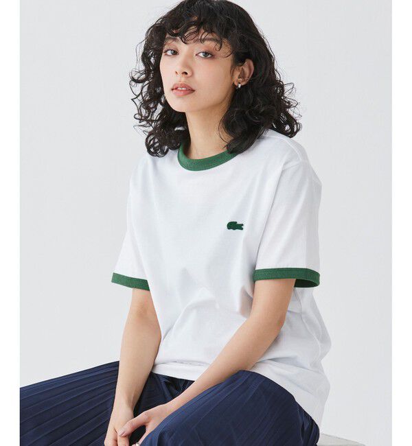 LACOSTE「【オンライン限定】LACOSTE ワンポイントロゴ リンガーTシャツ」|Tシャツ・カットソー|