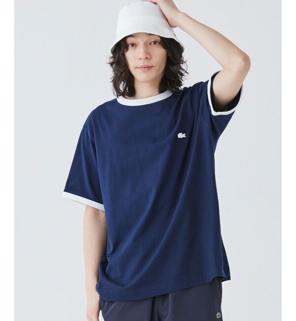 LACOSTE「【オンライン限定】LACOSTE ワンポイントロゴ リンガーTシャツ」|Tシャツ・カットソー|