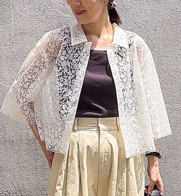 NOLLEY'S「Brocheレースショートシャツ」|シャツ・ブラウス|オフホワイト