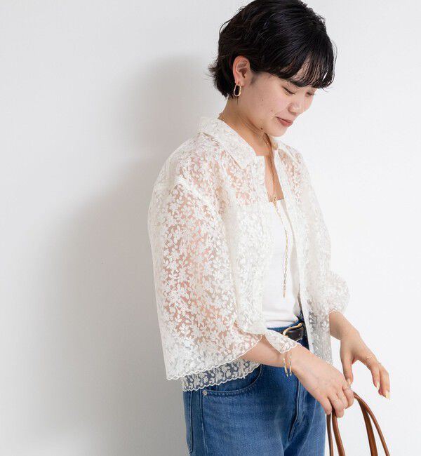 NOLLEY'S「Brocheレースショートシャツ」|シャツ・ブラウス|