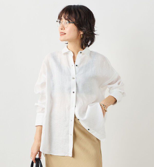 NOLLEY'S「MY STANDARD マルチWAYリネンシャツ」|シャツ・ブラウス|ホワイト