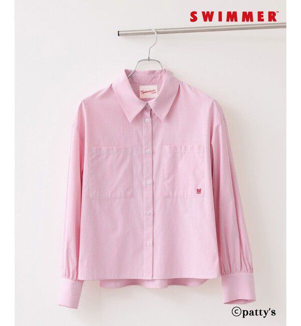 VIS「【SWIMMER&times;VIS】ポイント刺しゅうストライプシャツ」|シャツ・ブラウス|レッド系(61)