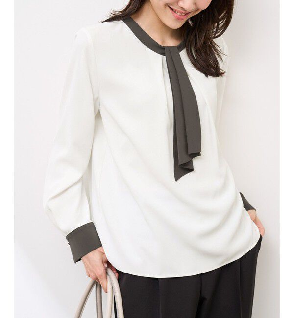 Rope&rsquo;Picnic「【WEB限定カラー・サイズ】メタルパーツフロントフリルタイブラウス/通勤対応」|シャツ・ブラウス|