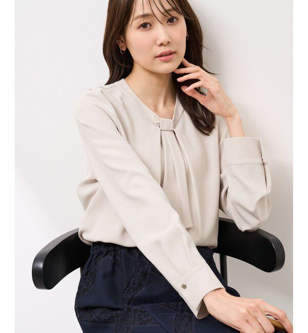 Rope&rsquo;Picnic「【WEB限定カラー・サイズ】メタルパーツフロントフリルタイブラウス/通勤対応」|シャツ・ブラウス|