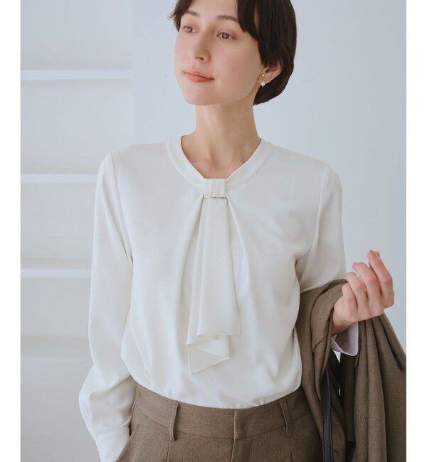 Rope&rsquo;Picnic「【WEB限定カラー・サイズ】メタルパーツフロントフリルタイブラウス/通勤対応」|シャツ・ブラウス|