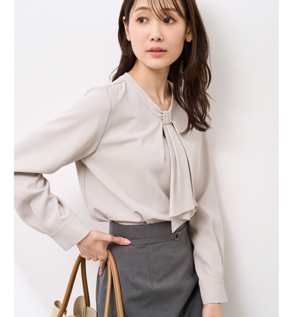 Rope&rsquo;Picnic「【WEB限定カラー・サイズ】メタルパーツフロントフリルタイブラウス/通勤対応」|シャツ・ブラウス|
