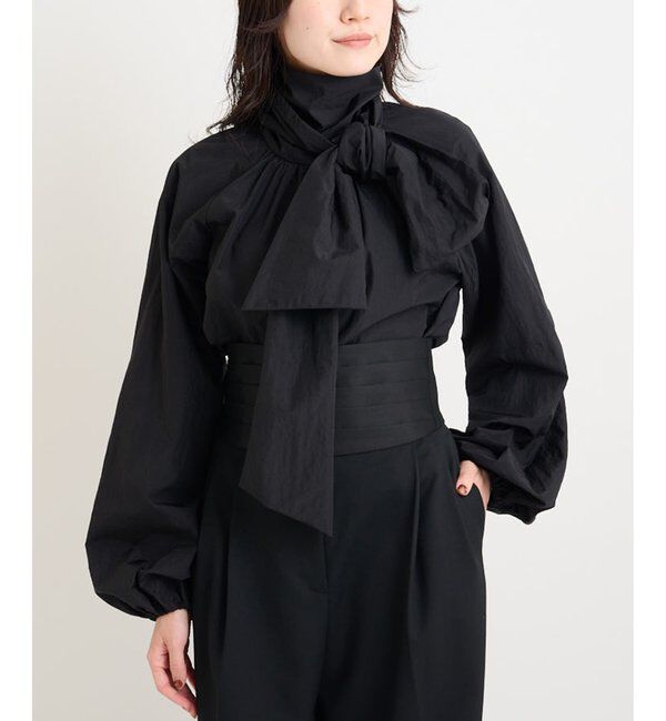  「ギャザーボウタイブラウス」|シャツ・ブラウス|ブラック