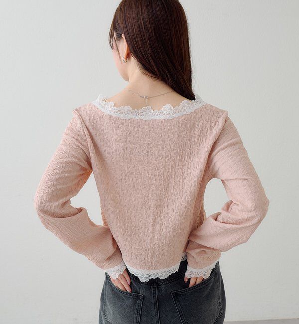  「レース切替カーディガン」|Tシャツ・カットソー|