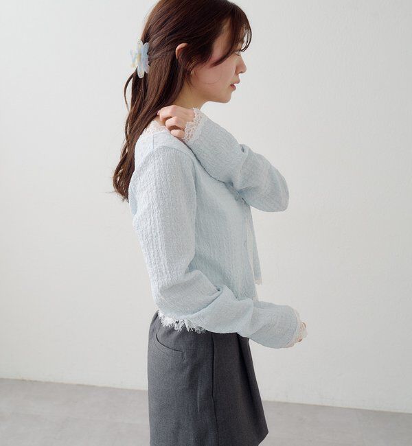  「レース切替カーディガン」|Tシャツ・カットソー|