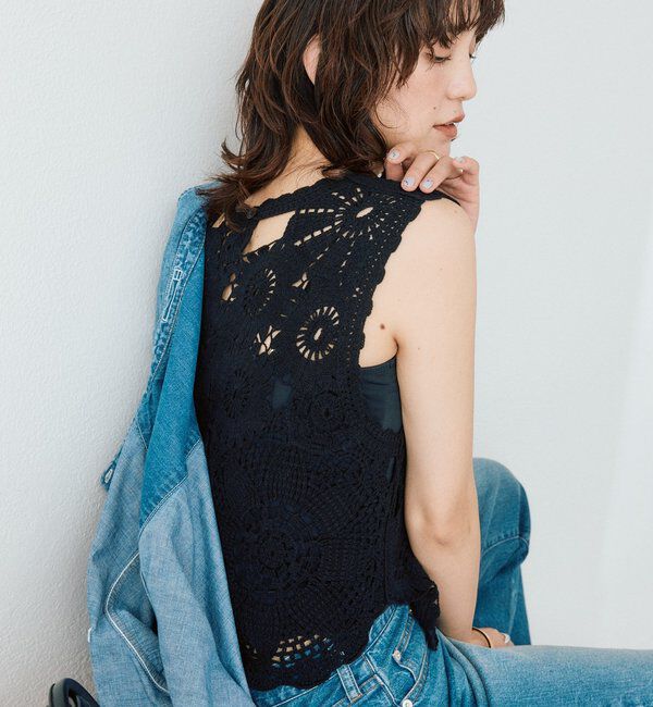  「【着映え】エンブロイダリーベスト」|ニット・セーター|