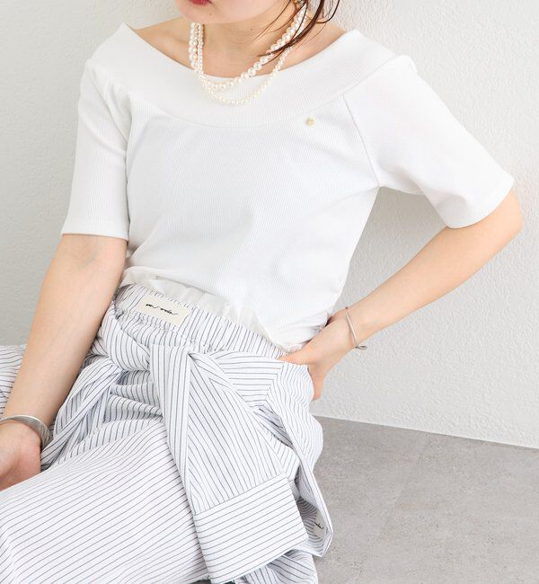  「プレート付きワイドネックT」|Tシャツ・カットソー|オフホワイト