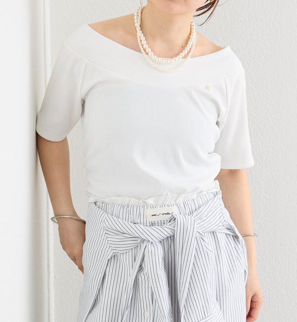  「プレート付きワイドネックT」|Tシャツ・カットソー|