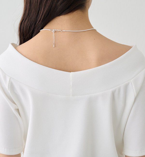  「プレート付きワイドネックT」|Tシャツ・カットソー|