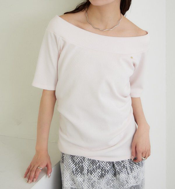  「プレート付きワイドネックT」|Tシャツ・カットソー|