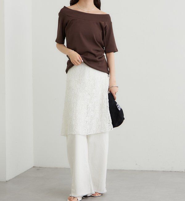  「プレート付きワイドネックT」|Tシャツ・カットソー|