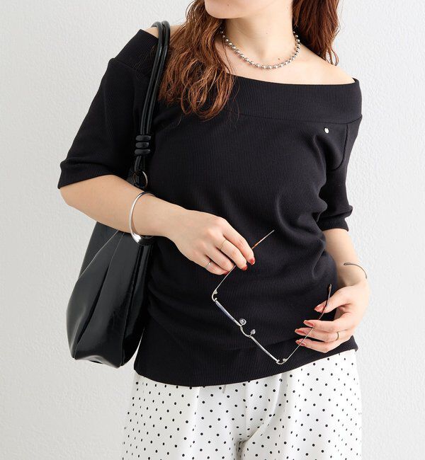  「プレート付きワイドネックT」|Tシャツ・カットソー|