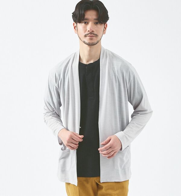 ABAHOUSE「【定番/シアー素材】ストレッチ カノコ ワンボタン カーディガン」|カーディガン|