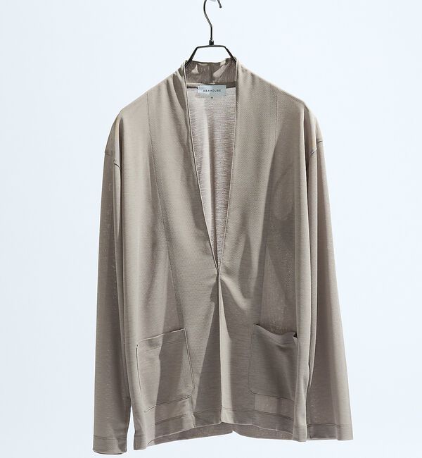ABAHOUSE「【定番/シアー素材】ストレッチ カノコ ワンボタン カーディガン」|カーディガン|
