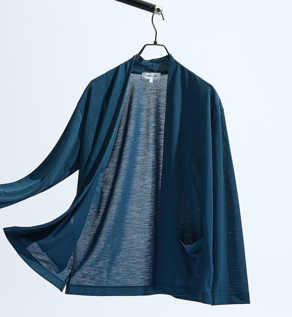 ABAHOUSE「【定番/シアー素材】ストレッチ カノコ ワンボタン カーディガン」|カーディガン|ブルー系その他1