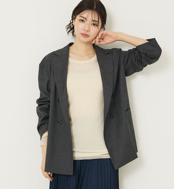 abahouse mavie「【上下２点セット】グレンチェックジャケット＆セミワイドパンツセットアップ」|その他|