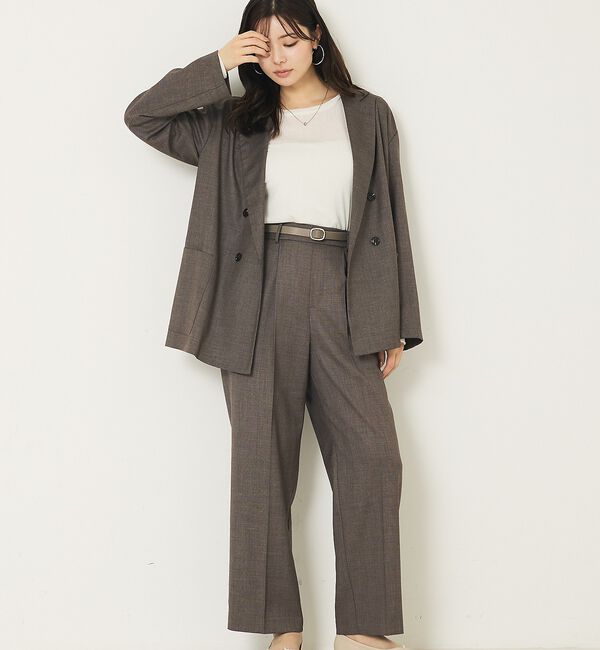 abahouse mavie「【上下２点セット】グレンチェックジャケット＆セミワイドパンツセットアップ」|その他|