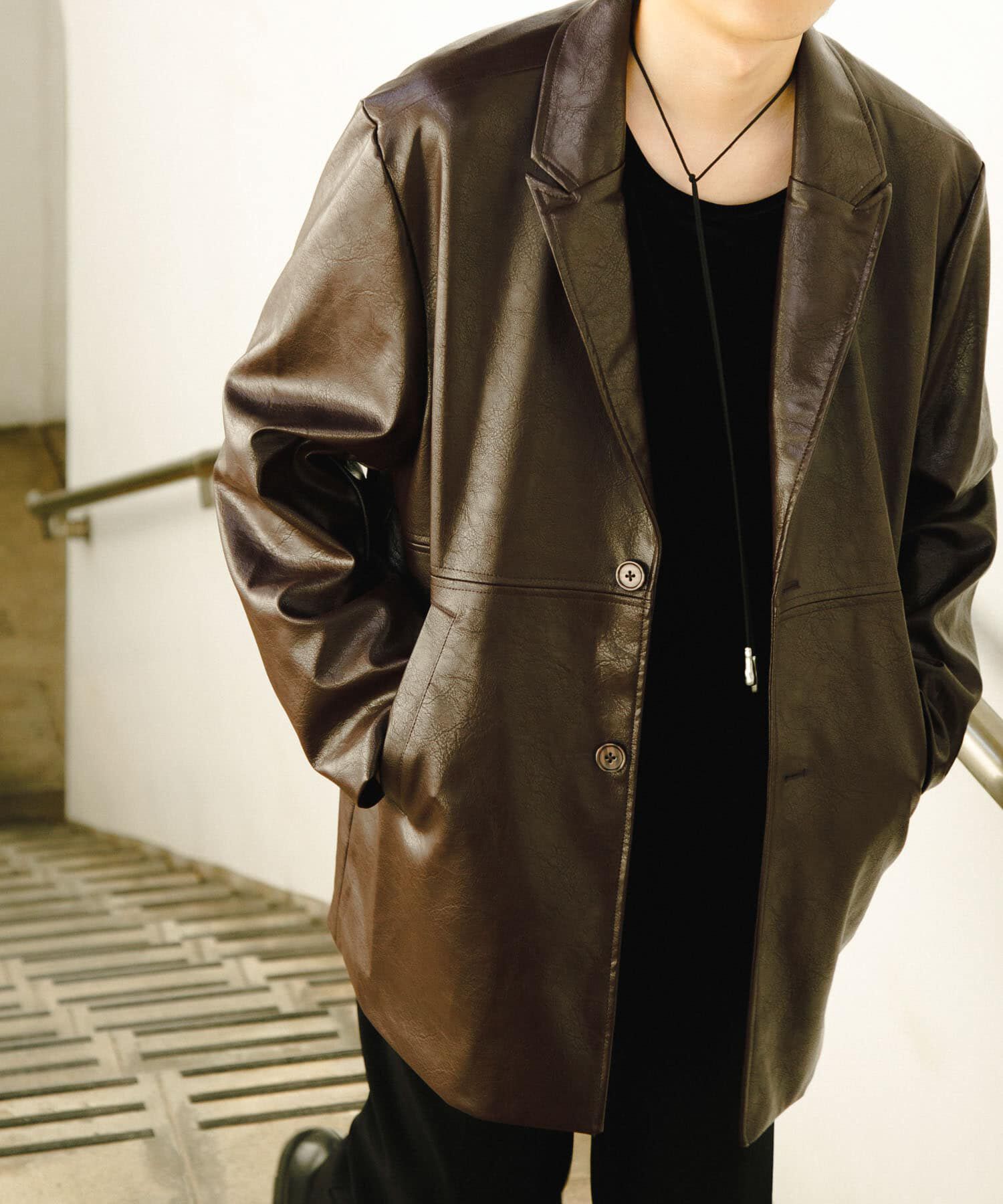 SENSE OF PLACE by URBAN RESEARCH「フェイクレザーミドルジャケット」|その他|ブラウン