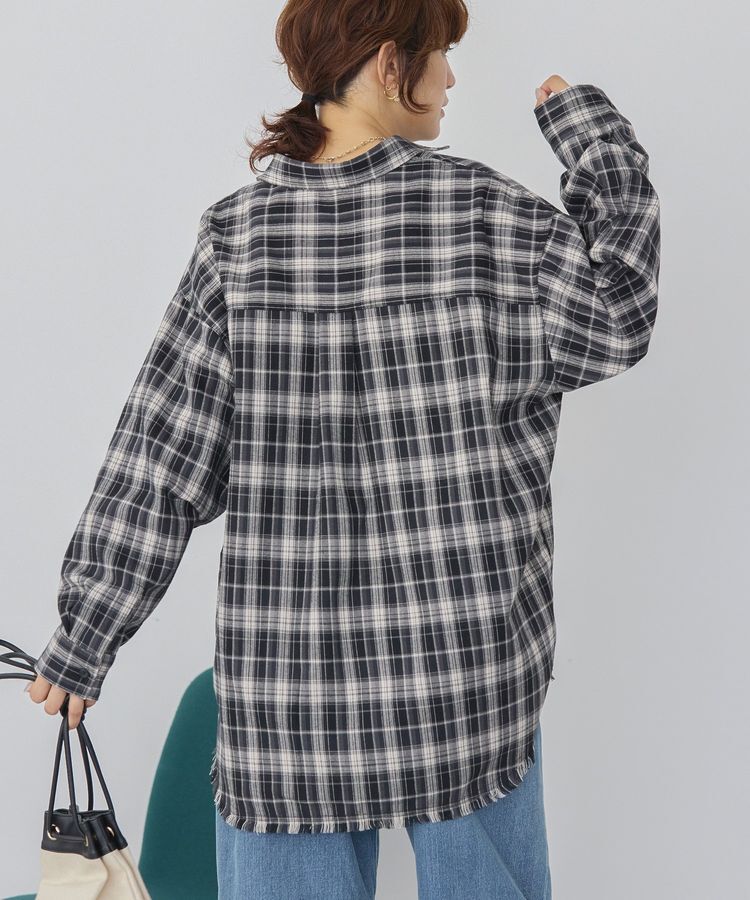 AMERICAN HOLIC「フリンジヘム起毛チェックシャツ」|シャツ・ブラウス|