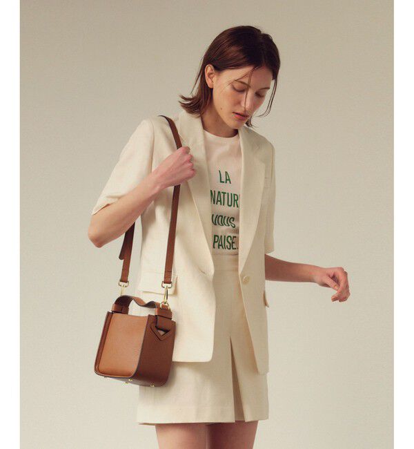 allureville「【セットアップ対応可能】リネンコンシャークスキンハーフスリーブジャケット」|テーラードジャケット|オフホワイト