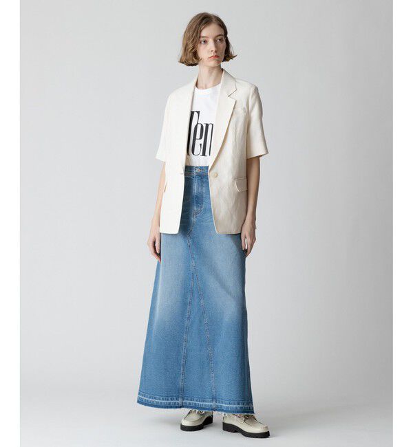 allureville「【セットアップ対応可能】リネンコンシャークスキンハーフスリーブジャケット」|テーラードジャケット|